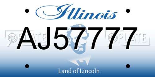AJ57777 Illinois License Plate
