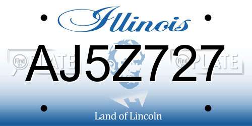 AJ5Z727 Illinois License Plate