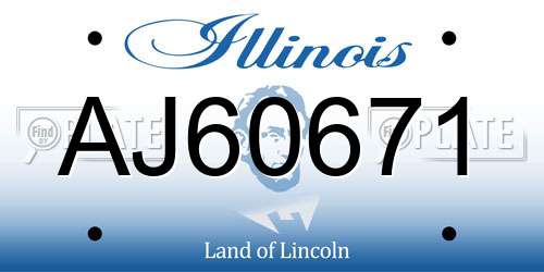 AJ60671 Illinois License Plate