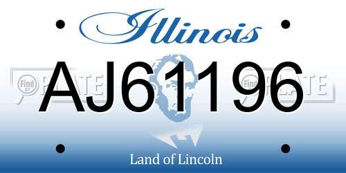 AJ61196 Illinois License Plate