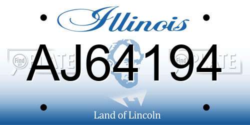 AJ64194 Illinois License Plate