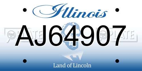 AJ64907 Illinois License Plate
