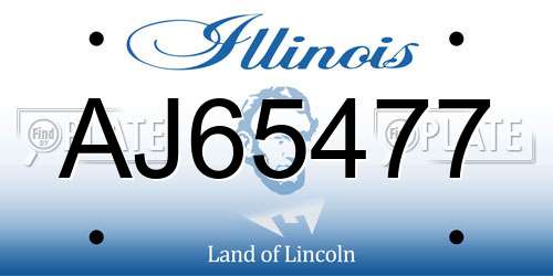 AJ65477 Illinois License Plate