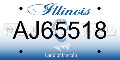 AJ65518 Illinois License Plate