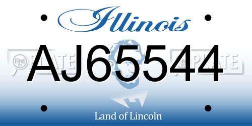 AJ65544 Illinois License Plate
