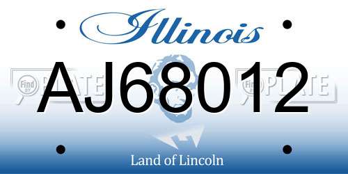 AJ68012 Illinois License Plate