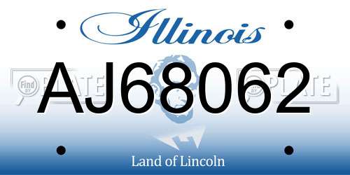 AJ68062 Illinois License Plate
