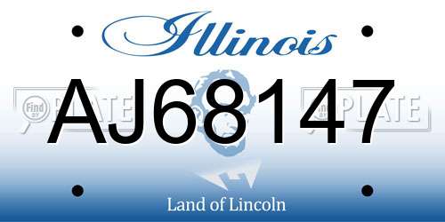AJ68147 Illinois License Plate