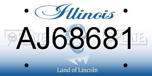 AJ68681 Illinois License Plate