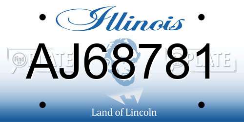 AJ68781 Illinois License Plate