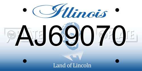 AJ69070 Illinois License Plate