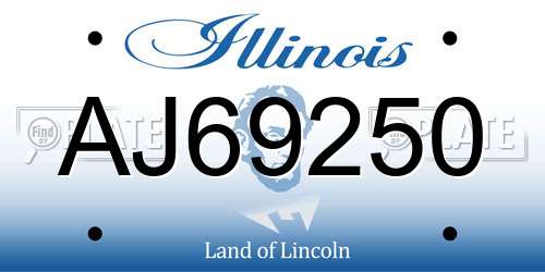 AJ69250 Illinois License Plate