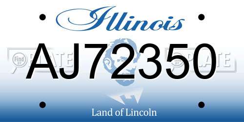 AJ72350 Illinois License Plate