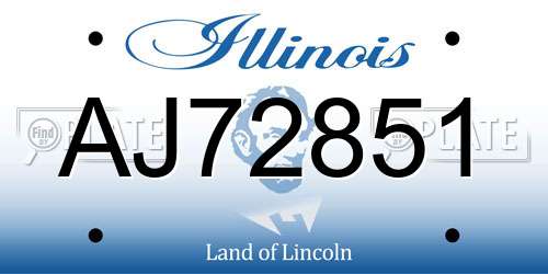 AJ72851 Illinois License Plate