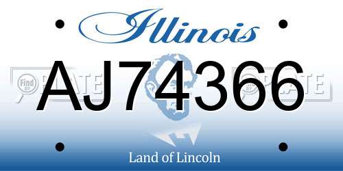 AJ74366 Illinois License Plate