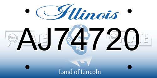 AJ74720 Illinois License Plate