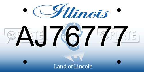 AJ76777 Illinois License Plate