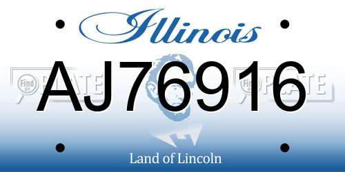 AJ76916 Illinois License Plate