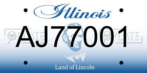 AJ77001 Illinois License Plate