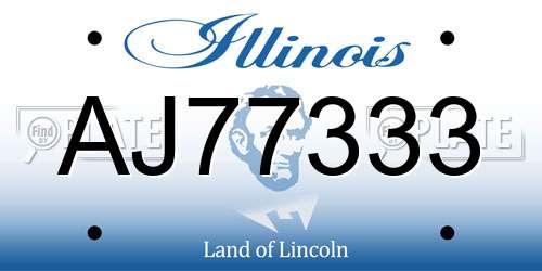 AJ77333 Illinois License Plate