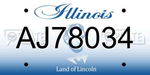 AJ78034 Illinois License Plate