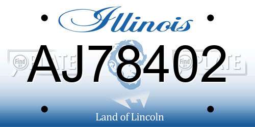 AJ78402 Illinois License Plate