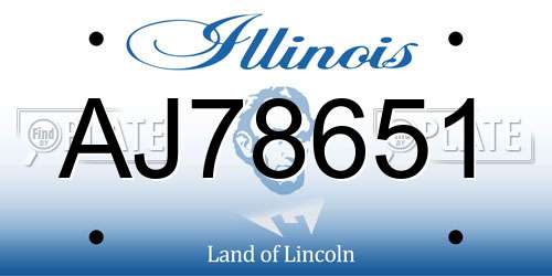 AJ78651 Illinois License Plate