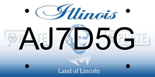 AJ7D5G Illinois License Plate