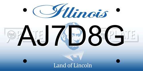 AJ7D8G Illinois License Plate