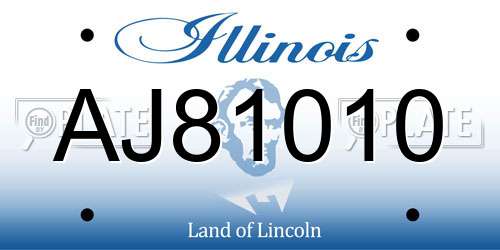 AJ81010 Illinois License Plate