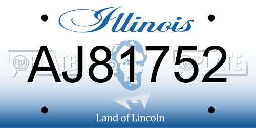 AJ81752 Illinois License Plate