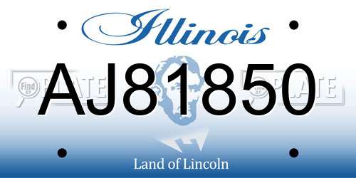 AJ81850 Illinois License Plate