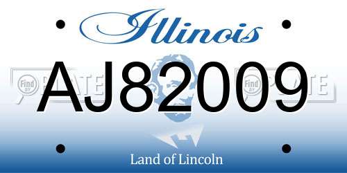 AJ82009 Illinois License Plate