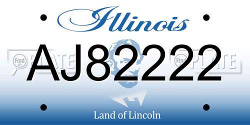 AJ82222 Illinois License Plate