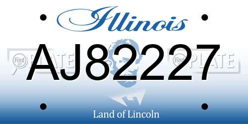 AJ82227 Illinois License Plate