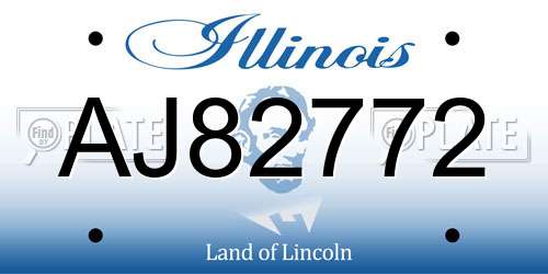 AJ82772 Illinois License Plate