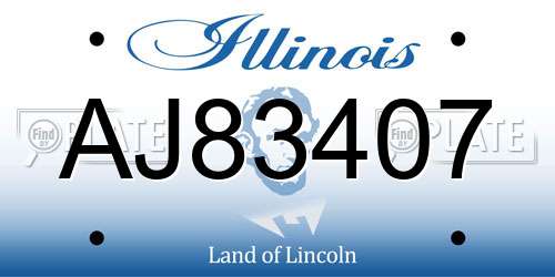 AJ83407 Illinois License Plate