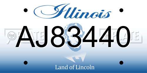 AJ83440 Illinois License Plate