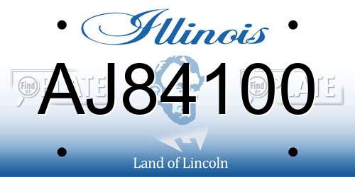 AJ84100 Illinois License Plate