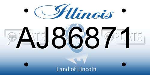 AJ86871 Illinois License Plate