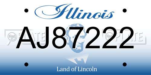 AJ87222 Illinois License Plate