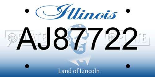 AJ87722 Illinois License Plate