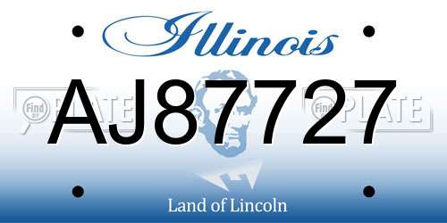 AJ87727 Illinois License Plate