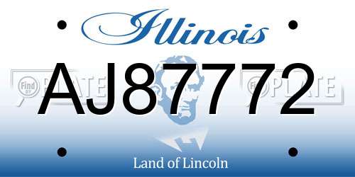 AJ87772 Illinois License Plate