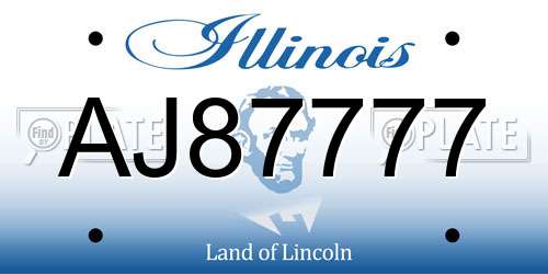 AJ87777 Illinois License Plate