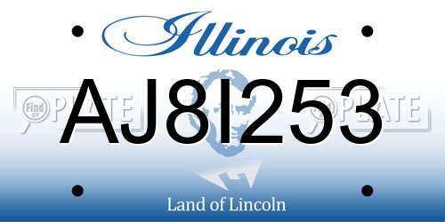 AJ8I253 Illinois License Plate