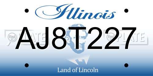 AJ8T227 Illinois License Plate