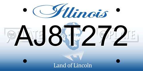 AJ8T272 Illinois License Plate