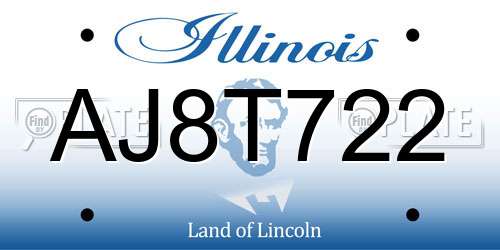 AJ8T722 Illinois License Plate