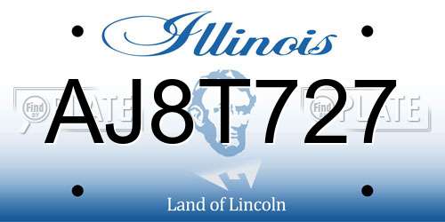 AJ8T727 Illinois License Plate
